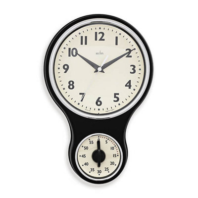 Acctim Kitchen Time Black Wall Clock from B&Q