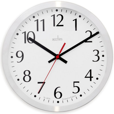 Acctim Javik Wall Clock Quartz Spun Metal Easy Read Arabic Numbers Aluminium 25Cm