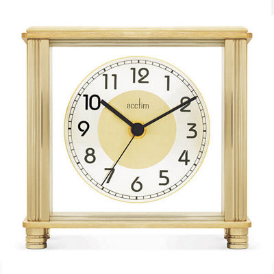 Acctim Hampden Mantel Clock Quartz Metal & Glass Floating Effect Energy Efficient Brass Effect - Image 4