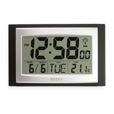 Acctim Stratus 74053 Radio Controlled Wall Desk ClockBlackLarge Display from B&Q