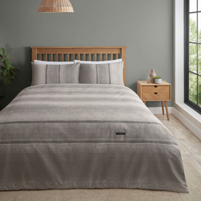 Catherine Lansfield  Denim Print Cotton Reversible Duvet Cover Set - Grey - King - Image 9