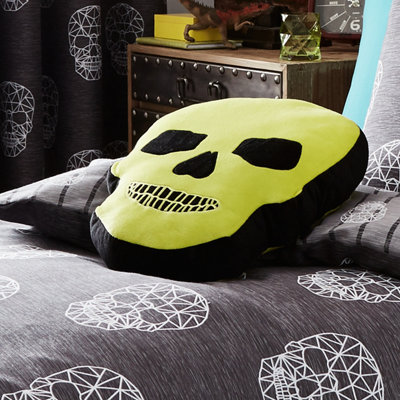 B&Q -  Kids Living Skulls Shaped Cushion Green