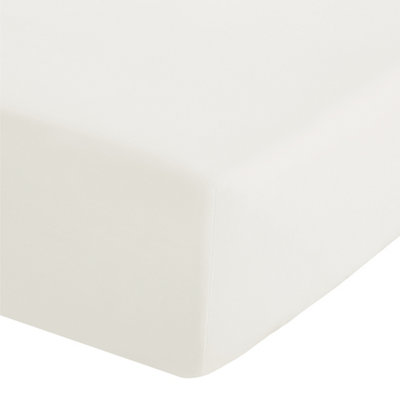 Catherine Lansfield Cream Easy Iron Percale Combed Fitted Sheet Depth 35Cm