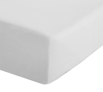 Catherine Lansfield Easy Iron Percale Combed Fitted Sheet 35Cm Depth White