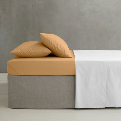 Catherine Lansfield Easy Iron Percale Combed Fitted Sheet 35Cm Depth Caramel from B&Q