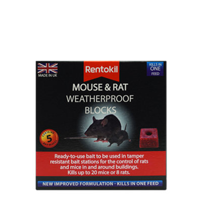 Rentokil Mouse & Rat Weatherproof Bait Blocks Ii (5) from B&Q