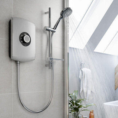 Triton Amore 9.5Kw Electric Shower Brushed Steel 5 Spray Mode Handset 1.5M Hose from B&Q