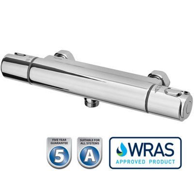 Triton Thermostatic Bar Mixer Shower Round Chrome Valve OnlyBottom Outlet 150mm Centres Tmv2 Wras from B&Q
