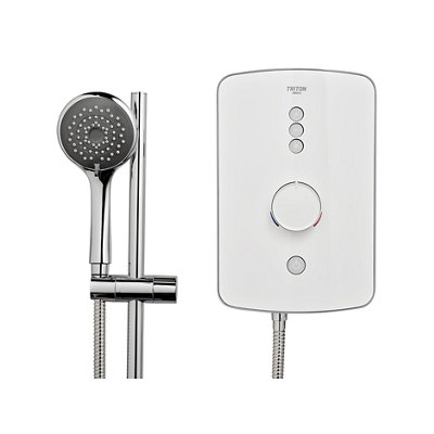 Triton Amala Gloss White Chrome Effect Manual Electric Shower9.5Kw from B&Q