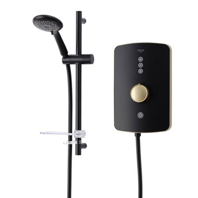 Triton Amala Matt Black Brass Effect Manual Electric Shower9.5Kw from B&Q