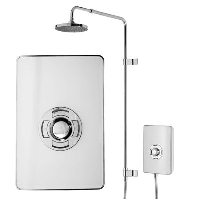 Triton Uniq Aspirante Gloss White Electric Shower 9.5Kw Rainshower Head from B&Q