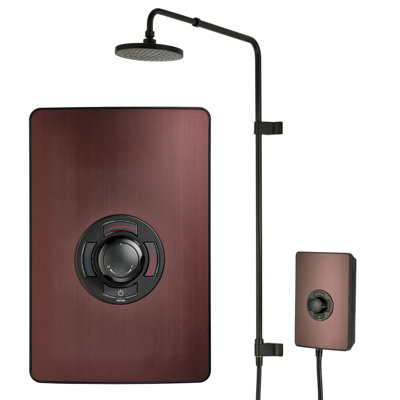 Triton Uniq Aspirante Bronze Effect Black Electric Shower 9.5Kw Rainshower Head from B&Q