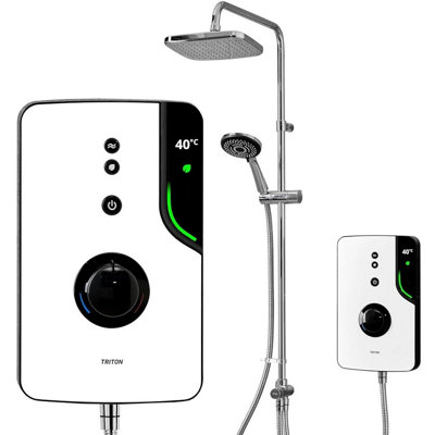 Triton Enlight Duelec White Dual Thermostatic Electric Shower 9Kw Fixed Diverter from B&Q