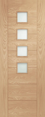 Xl Joinery Internal Oak Pre-Finished Palermo Door With Obscure Glass 2040 X 726 X 40mm from B&Q