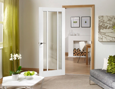 Xl Joinery Internal Worcester White Clear Glass Primed Door 1981 X 686 X 35mm (27") from B&Q