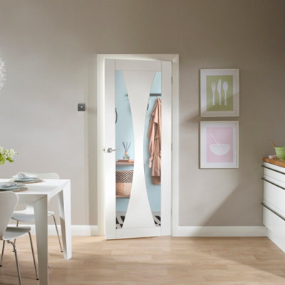 Xl Joinery Internal Verona White Clear Glass Primed Door 1981 X 686 X 35mm (27") from B&Q