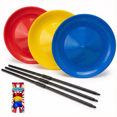 The Magic Toy Shop Spinning Plates & Sticks Set Of 3 Kids Toys Circus Garden Game Party Bag Filler