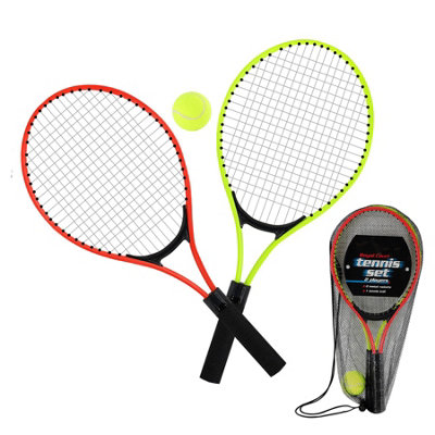 The Magic Toy Shop Junior Tennis Set For Kids Metal Rackets Ball Beginner Childrens Outdoor Games