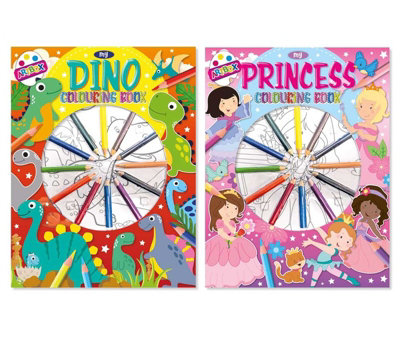 B&Q -  Colouring Book And Pencils Assorted Designs Perfect For Travel Encourages Creativity Ready To Use Set Complete Activity