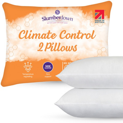 Slumberdown Climate Control Pillows Pack Temperature Regulating Firm Support Side Sleeper For Neck Pain Relief Cool 48Cmx74cm Size 2