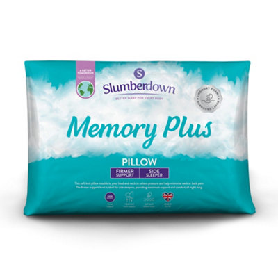 Slumberdown Memory Plus Pillow 1 Pack Firm Support Side Sleeper Pillow For Neck And Shoulder Pain Orthopaedic Supportive 48X64cm