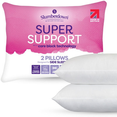 Slumberdown Cosy Nights Super Support Pillows 2 Pack Firm Support Side Sleeper Pillows For Neck And Shoulder Pain Relief 48X74cm