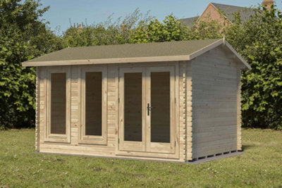 Forest Garden Chiltern 4.0M X 3.0M Log Cabin - Apex Roof, Single Glazed 24Kg Felt, Plus Underlay