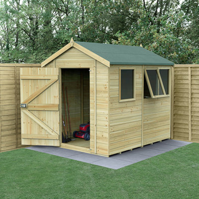 Forest Garden 8X6 Apex Shed Timberdale 25Yr Guarantee Tongue And Groove Pressure Treated - Three Windows