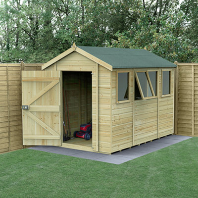 Forest Garden 10X6 Apex Shed Timberdale 25Yr Guarantee Tongue And Groove Pressure Treated  - Four Windows