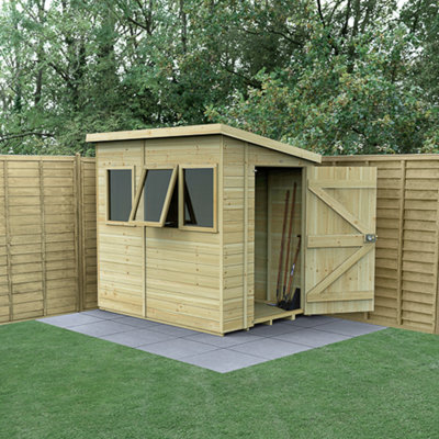 Forest Garden 7X5 Pent Shed Timberdale 25Yr Guarantee Tongue And Groove Pressure Treated - Three Windows