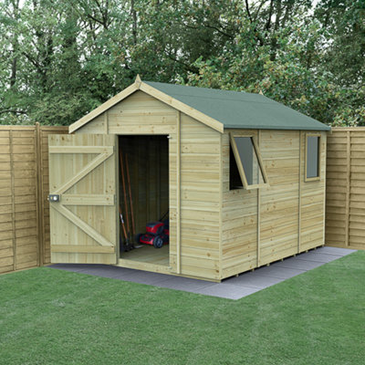 Forest Garden 10X8 Apex Shed Timberdale 25Yr Guarantee Tongue And Groove Pressure Treated - Two Windows