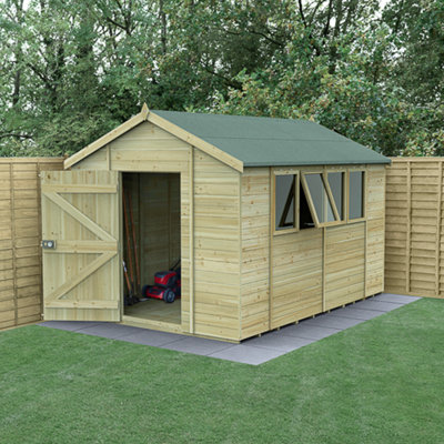 Forest Garden 12X8  Apex Shed Timberdale 25Yr Guarantee Tongue And Groove Pressure Treated  - Four Windows