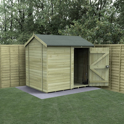 Forest Garden 8X6 Reverse Apex Shed Timberdale 25Yr Guarantee Tongue And Groove Pressure Treated No Window