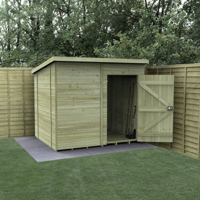 Forest Garden 8X6 Pent Shed Timberdale 25Yr Guarantee Tongue And Groove Pressure Treated No Window