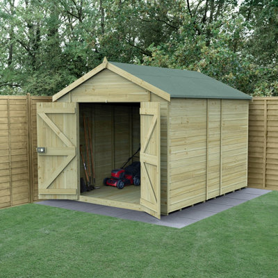 Forest Garden 10X8 Apex Shed Timberdale 25Yr Guarantee Tongue And Groove Pressure Treated No Window - Double Door