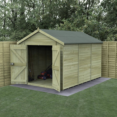 Forest Garden 12X8  Apex Shed Timberdale 25Yr Guarantee Tongue And Groove Pressure Treated No Window - Double Door