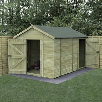 Forest Garden 12X8 Apex Shed Timberdale 25Yr Guarantee Tongue And Groove Pressure Treated No Window - Combo