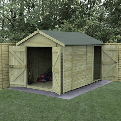 Forest Garden 12X8 Apex Shed Timberdale 25Yr Guarantee Tongue And Groove Pressure Treated No Window - Combo