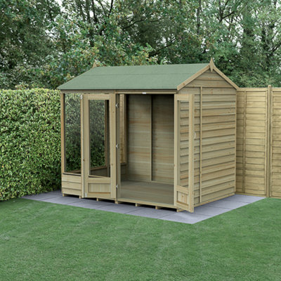 B&Q -  8X6 4Life Reverse Apex Summerhouse 25Yr Guarantee Overlap Pressure Treated Double Door5 Window