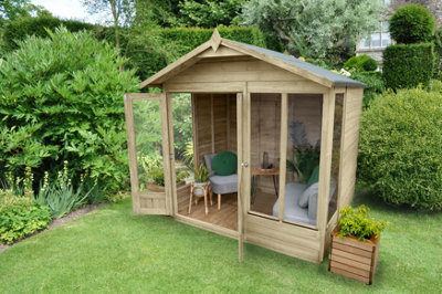 Forest Garden 7X5 Apex Beckwood Shed 25Yr Guarantee Shiplap Pressure Treated  - Double Door - 4 Windows