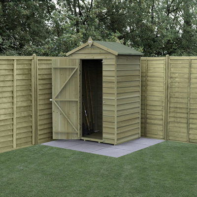 B&Q -  4X3 4Life Apex Shed 25Yr Guarantee Overlap Pressure TreatedSingle DoorNo Windows