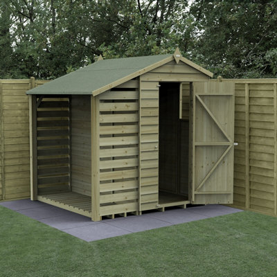 B&Q -  6X4 4Life Apex Shed 25Yr Guarantee Overlap Pressure TreatedSingle Door1 Window With Lean-To