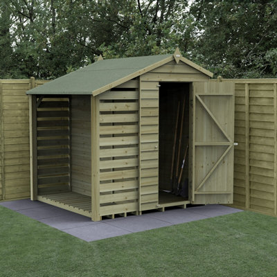 B&Q -  6X4 4Life Apex Shed 25Yr Guarantee Overlap Pressure Treated Single DoorNo Windows With Lean-To