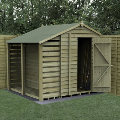 B&Q -  7X5 4Life Apex Shed 25Yr Guarantee Overlap Pressure Treated- Single DoorNo Windows With Lean-To