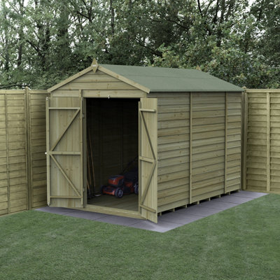 Forest Garden 6X10 4Life Apex Shed 25Yr Guarantee Overlap Pressure Treated - Double Door - No Window