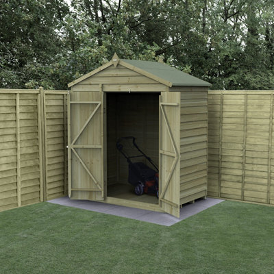 B&Q -  6X4 4Life Apex Shed 25Yr Guarantee Overlap Pressure TreatedDouble DoorNo Window