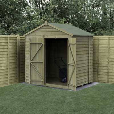 B&Q -  7X5 4Life Apex Shed 25Yr Guarantee Overlap Pressure Treated Double DoorNo Window