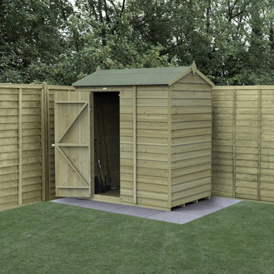 Forest Garden 6X4  4Life Reverse Apex Shed 25Yr Guarantee Overlap Pressure Treated  - Single Door - No Windows