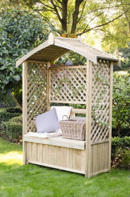 B&Q -  Lyon Wooden Garden Arbour With Storage