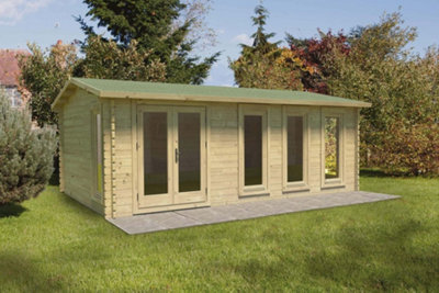 Forest Garden Blakedown 6.0M X 4.0M Log Cabin - Apex Roof, Double Glazed 24Kg Polyester Felt, No Underlay